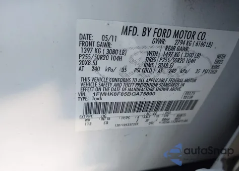 2011 Ford Explorer Limited z USA, uszkodzony, nr VIN 1FMHK8F85BGA75890